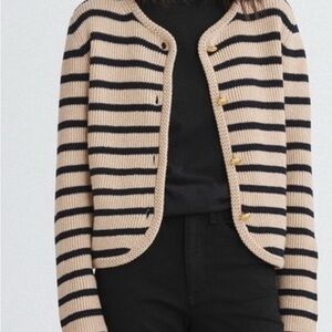 Rag & Bone Nancy Striped Cardigan Striped Beige and Black Size M
